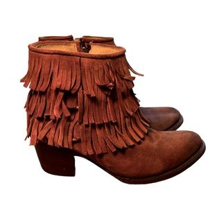 Freebird brown fringe booties